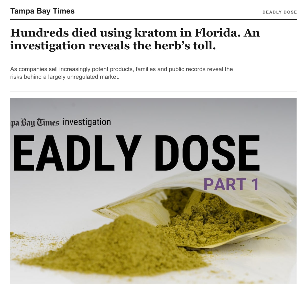 Tampa Bay Times 原作页面画面，包含报道标题、导语和必要原图。